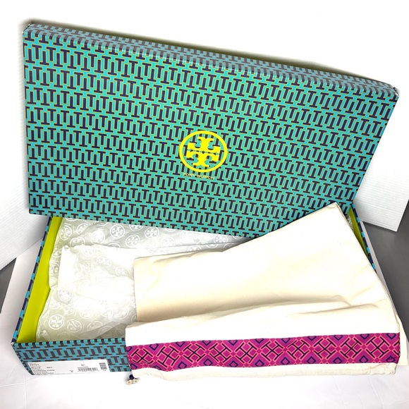 NEW Tory Burch Black Leather Blossom Boots Tall Gold Chain Flower Glam Sz 6 - Picture 13 of 14